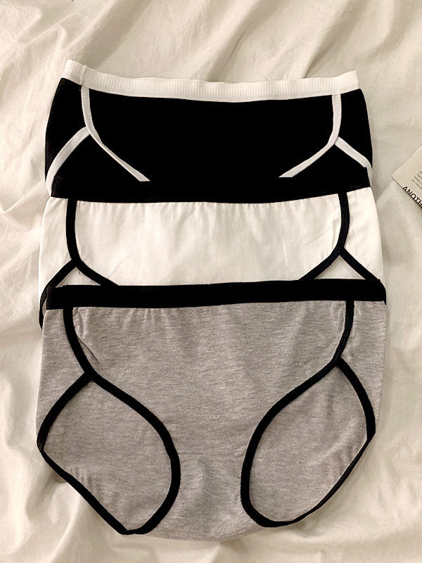 Flexvibe Mid Waist Black White Cotton Crotch Ladies Briefs Soft Breathable Underwear