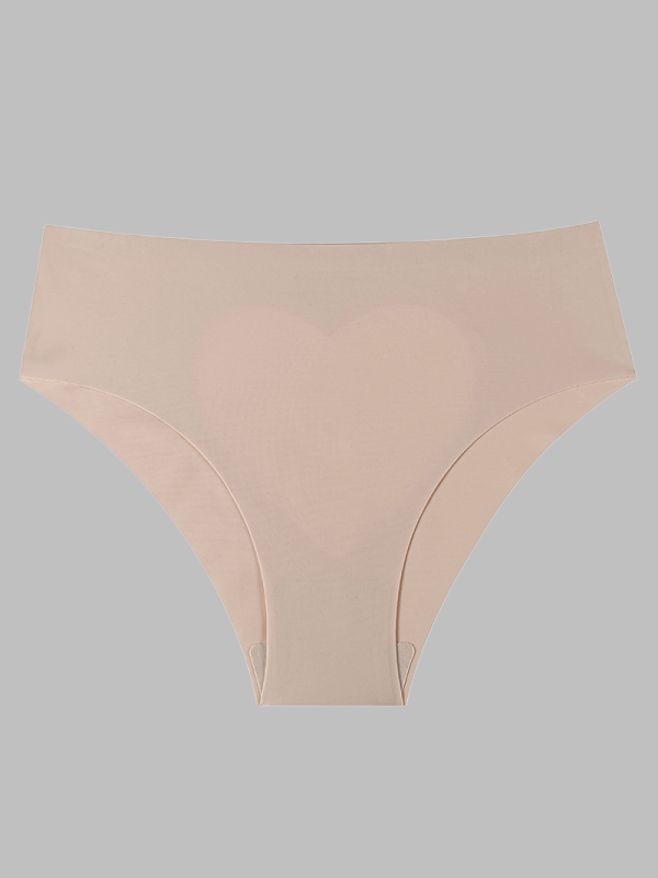 Flexvibe Heart Design Sexy Women's Panties Ice Silk Seamless Mid-Waist Briefs