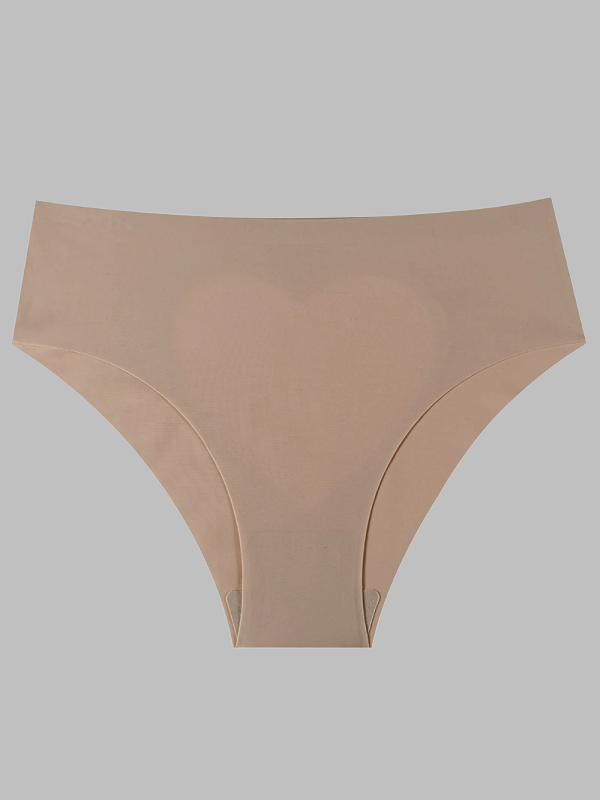 Flexvibe Heart Design Sexy Women's Panties Ice Silk Seamless Mid-Waist Briefs
