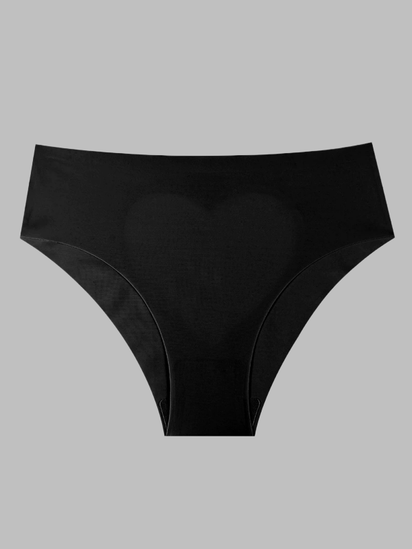 Flexvibe Heart Design Sexy Women's Panties Ice Silk Seamless Mid-Waist Briefs