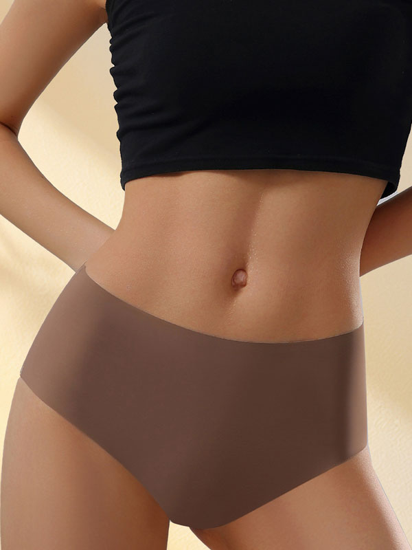 Flexvibe Plus Size Seamless Ice Silk Panties for Women Low Waist Briefs Cotton Crotch Breathable