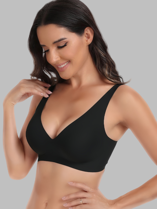 Flexvibe Seamless Full-Coverage Bra S-3XL - Wireless Stable Support Deep V Comfort Bralette