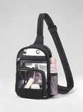 Flexvibe Clear Water Bottle Sling Crossbody Bag | Stadium-Approved Travel Carrier for Women - Black