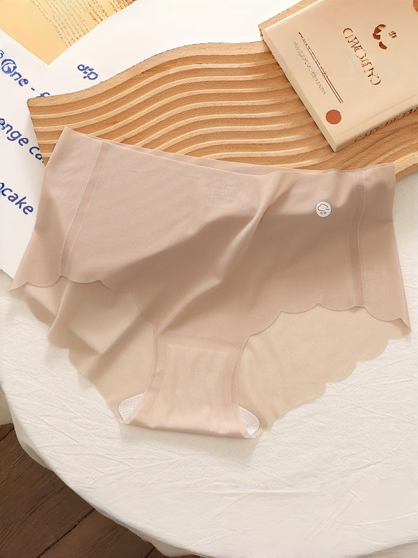 Flexvibe Women's Transparent Ice Silk Naked Feeling Underwear, Mulberry Silk 7A Antibacterial Crotch, Seamless Mid Waist Briefs