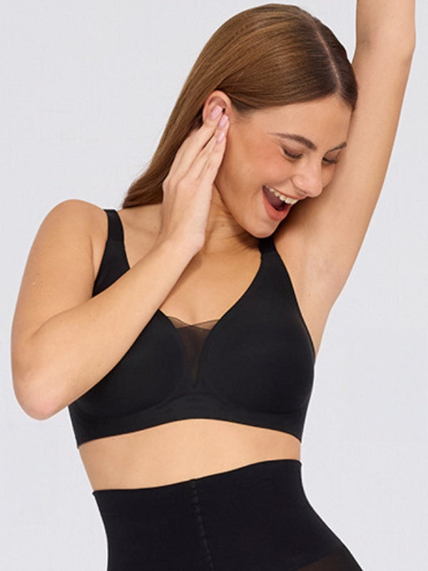 Flexvibe Non-Wired Seamless Deep-V Bra - Soft Support Breathable Invisible Daily Bralette