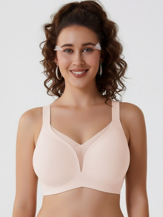 Flexvibe Non-Wired Seamless Deep-V Sports Bra | Soft Support, Breathable, Invisible, 5 Colors, M–3XL
