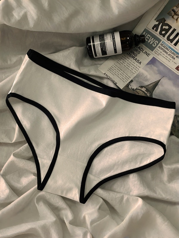 Flexvibe Minimalist Mid Waist Cotton Underwear for Women Japanese Style Black White Ladies Briefs Soft & Breathable