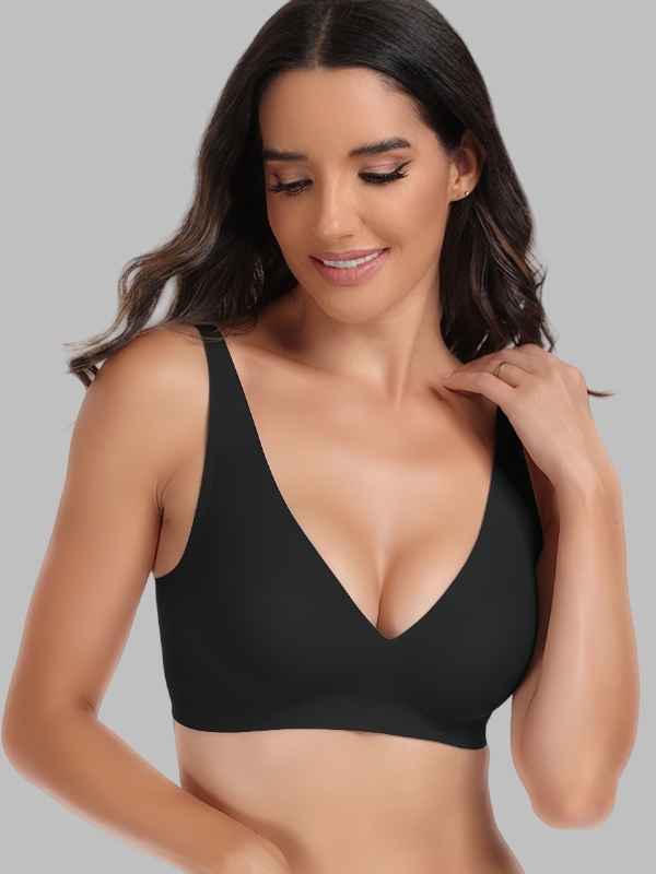 Flexvibe Seamless Full-Coverage Bra S-3XL - Wireless Stable Support Deep V Comfort Bralette