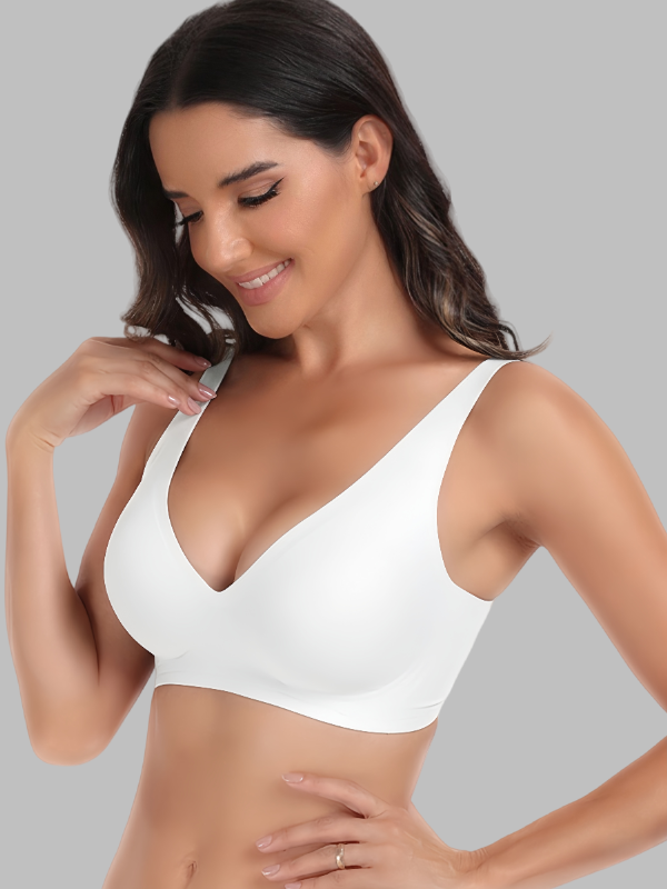 Flexvibe Seamless Full-Coverage Bra S-3XL - Wireless Stable Support Deep V Comfort Bralette