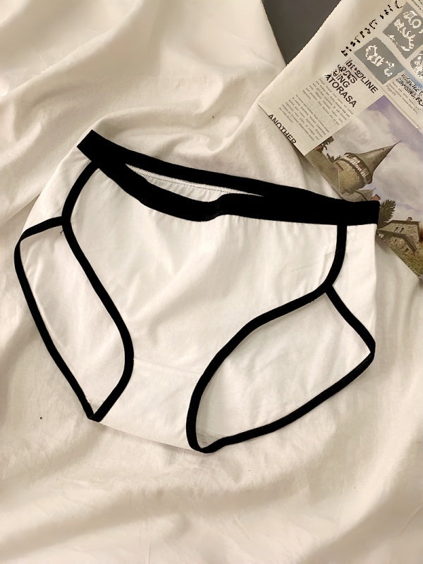 Flexvibe Mid Waist Black White Cotton Crotch Ladies Briefs Soft Breathable Underwear
