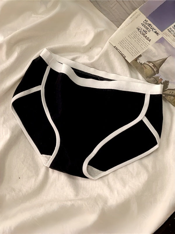 Flexvibe Mid Waist Black White Cotton Crotch Ladies Briefs Soft Breathable Underwear
