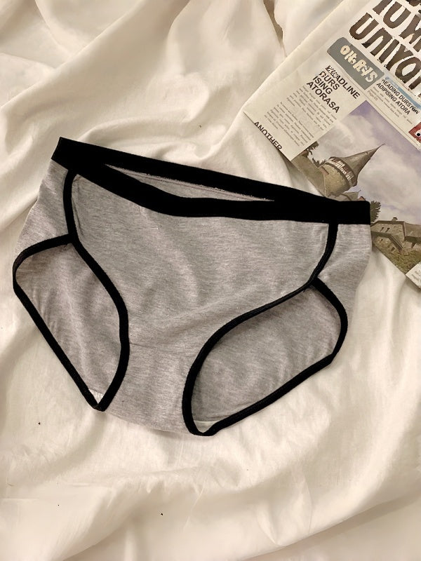 Flexvibe Mid Waist Black White Cotton Crotch Ladies Briefs Soft Breathable Underwear