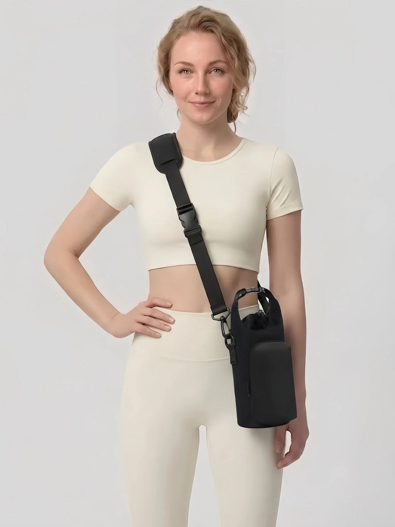 Flexvibe Insulated Bottle Sling Crossbody Bag | Lightweight Water Bottle Carrier for Women - Black