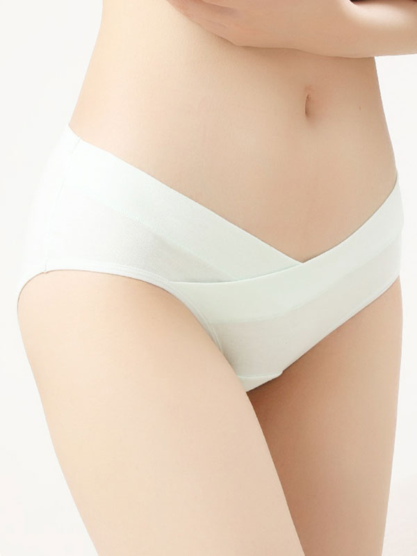 Flexvibe Low Waist Maternity Underwear 10A Antibacterial V-Cross Belly Support Cotton Thin Comfort Briefs