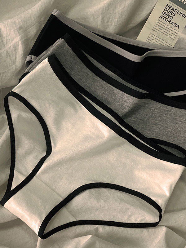 Flexvibe Minimalist Mid Waist Cotton Underwear for Women Japanese Style Black White Ladies Briefs Soft & Breathable