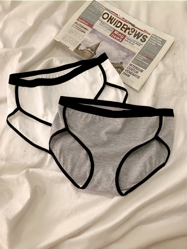 Flexvibe Mid Waist Black White Cotton Crotch Ladies Briefs Soft Breathable Underwear