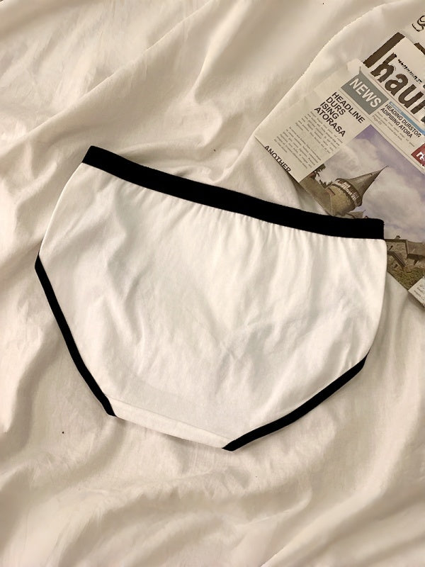 Flexvibe Mid Waist Black White Cotton Crotch Ladies Briefs Soft Breathable Underwear
