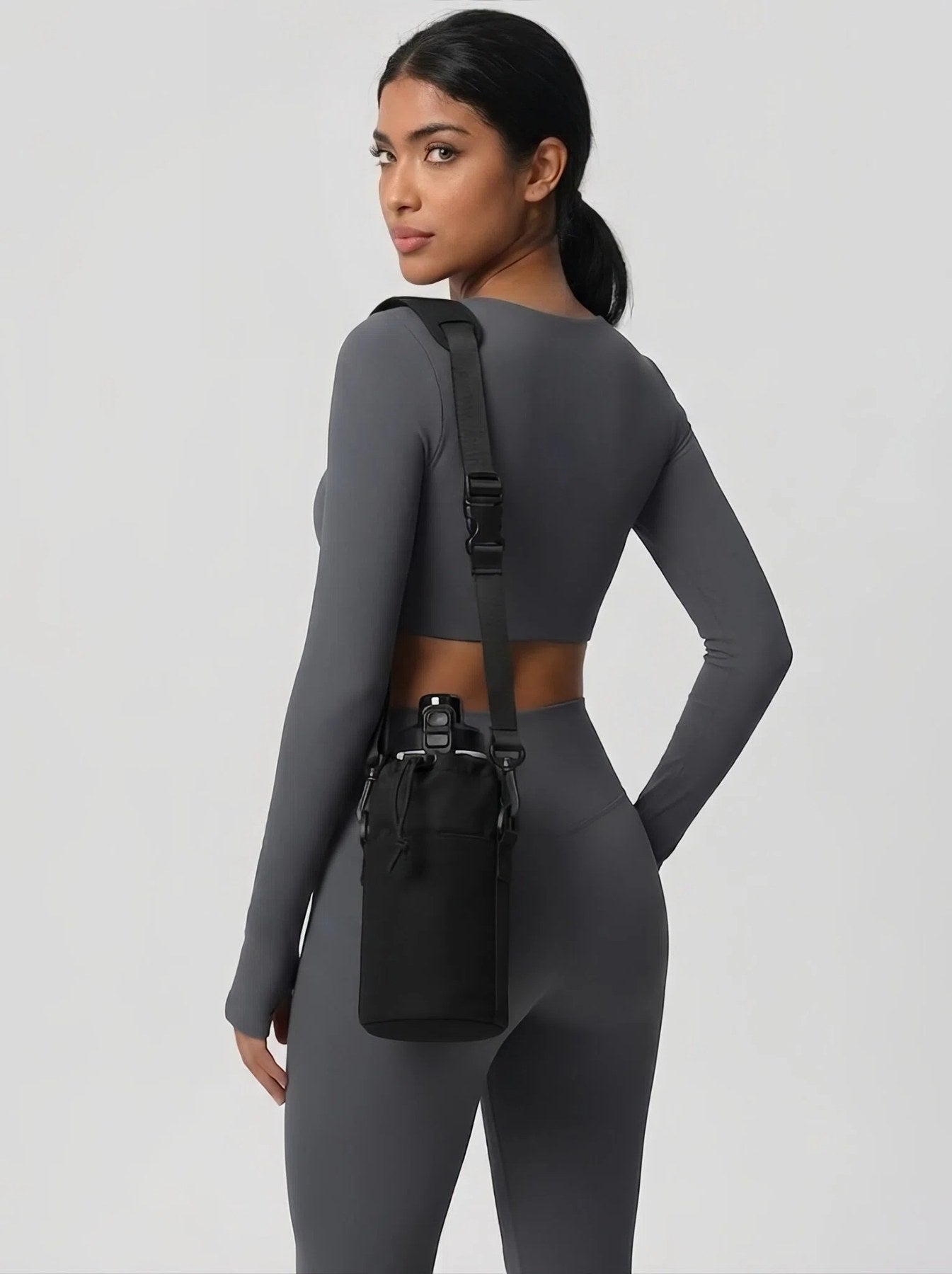 Flexvibe Sport Water Bottle Crossbody Bag | Gym Bottle Carrier Sling Bag for Women - Black