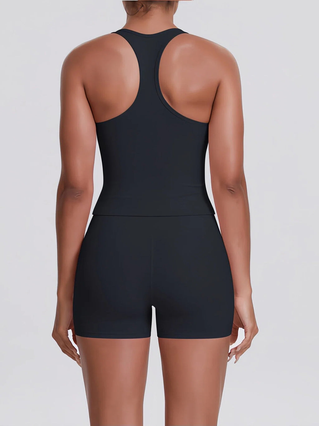 Flexvibe Racerback Tank & Biker Shorts Workout Set | 2 Piece Activewear Set for Women - Black