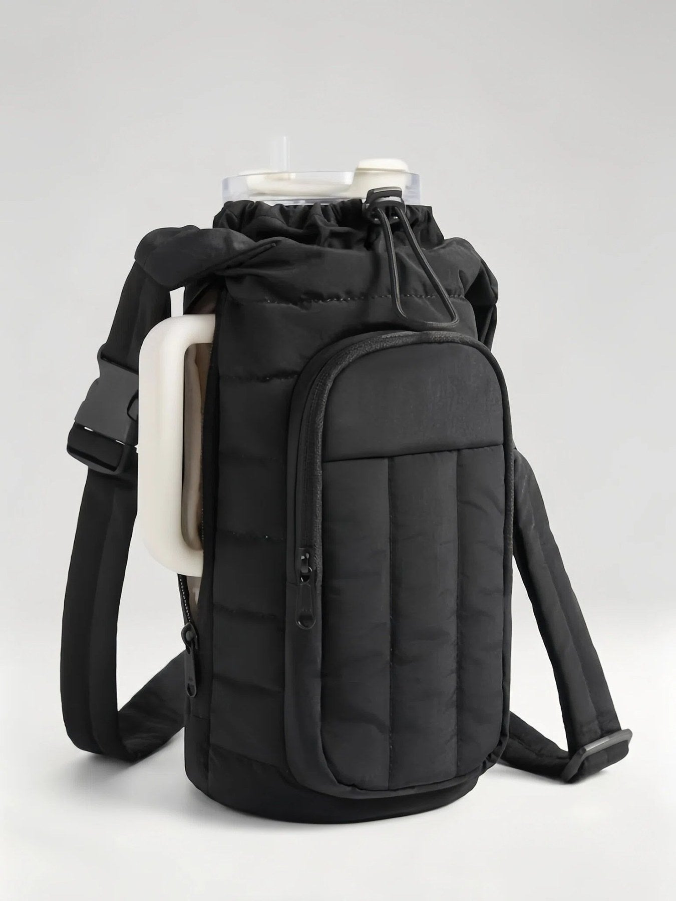 Flexvibe Large Water Bottle Crossbody Bag | Insulated Tumbler Carrier Sling Bag for Women - Black
