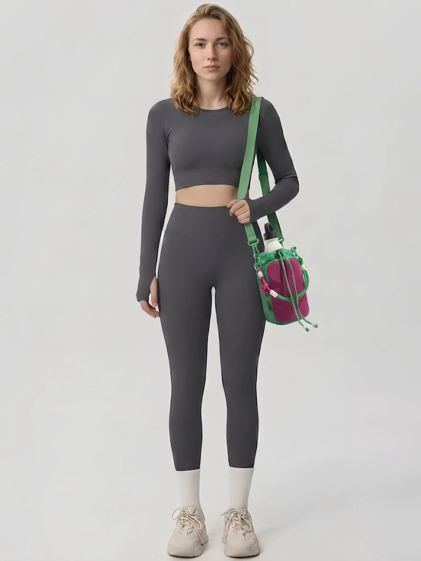 Flexvibe Drawstring Water Bottle Crossbody Bag | Outdoor Tumbler Carrier for Women - Green