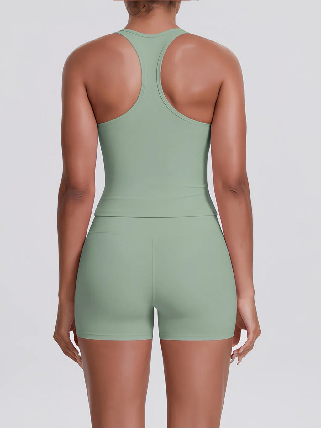 Flexvibe Racerback Tank & Biker Shorts Workout Set | 2 Piece Activewear Set for Women - Green