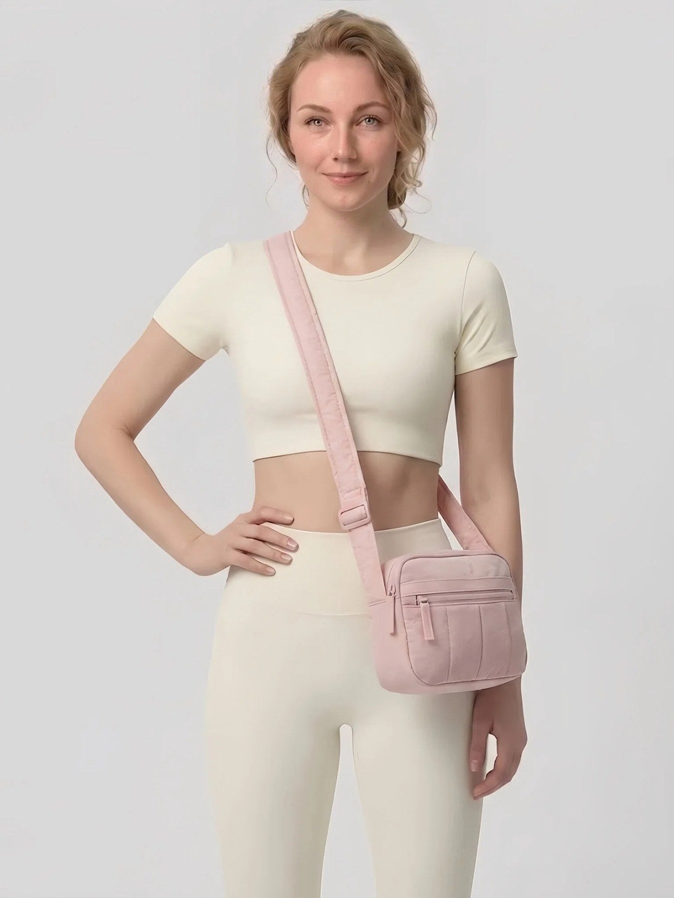 Flexvibe Quilted Everyday Crossbody Bag | Lightweight RFID Pocket Shoulder Bag for Women - Pink