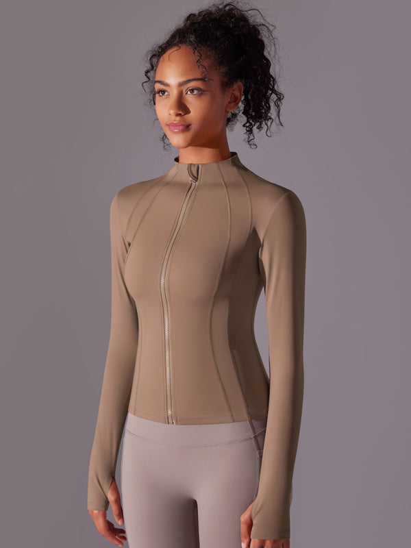 Flexvibe Stand-Up Collar Zipper Jacket - Long Sleeve Breathable Slim-Fit Versatile Outerwear