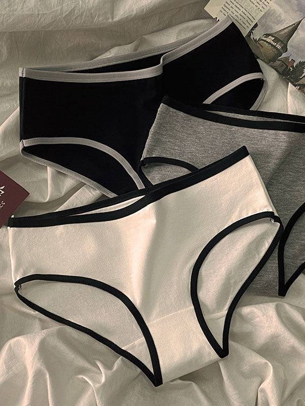 Flexvibe Minimalist Mid Waist Cotton Underwear for Women Japanese Style Black White Ladies Briefs Soft & Breathable