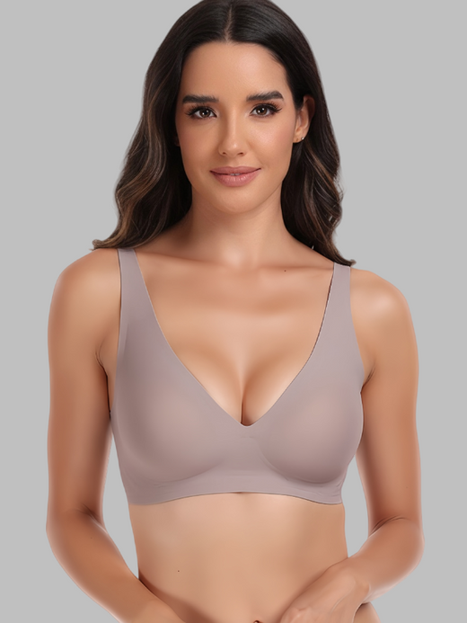 Flexvibe Full-Coverage Wireless Sports Bra | Deep V, 3D Draping, Soft Support, 5 Colors, S–2XL