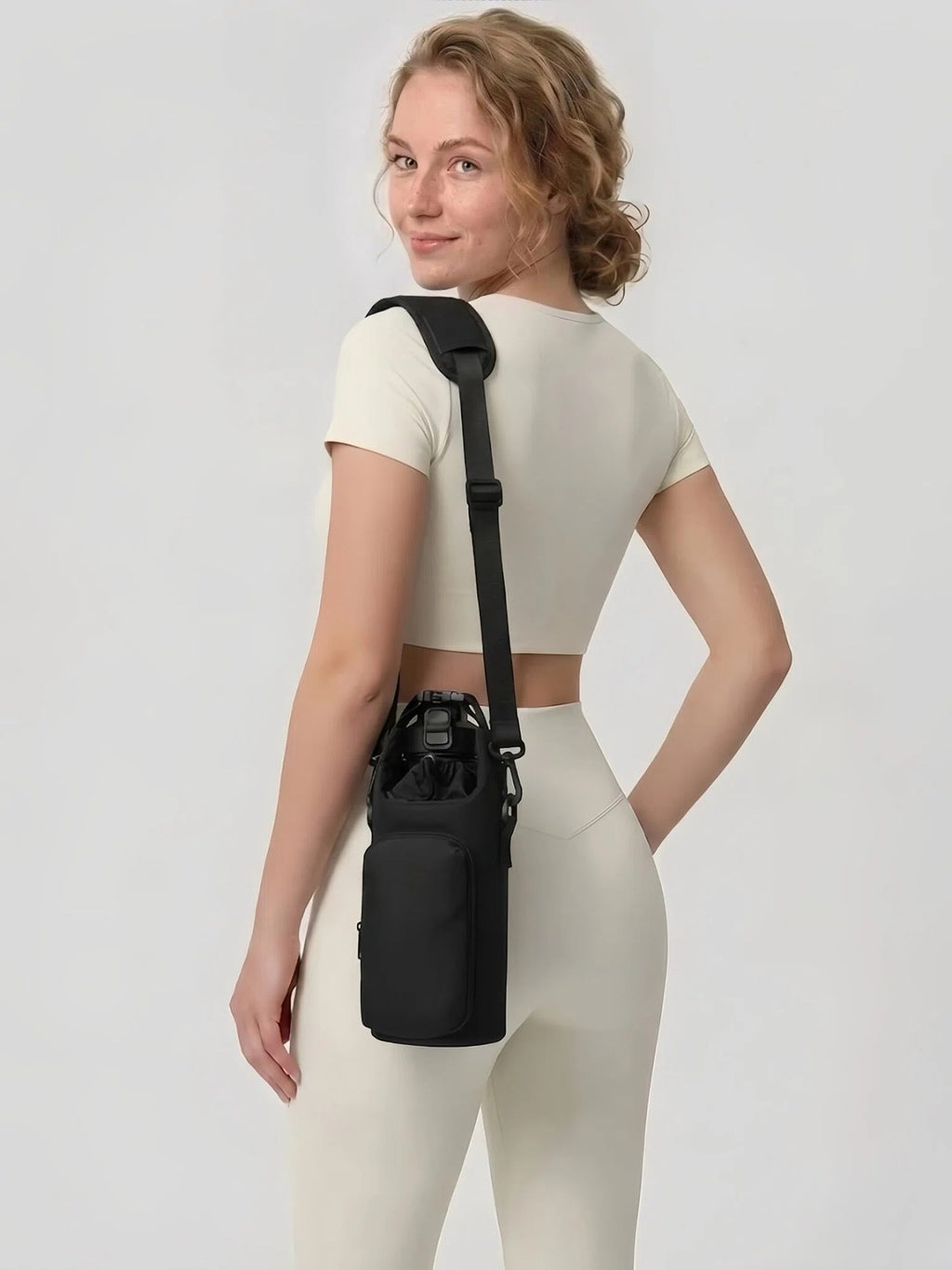 Flexvibe Insulated Bottle Sling Crossbody Bag | Lightweight Water Bottle Carrier for Women - Black