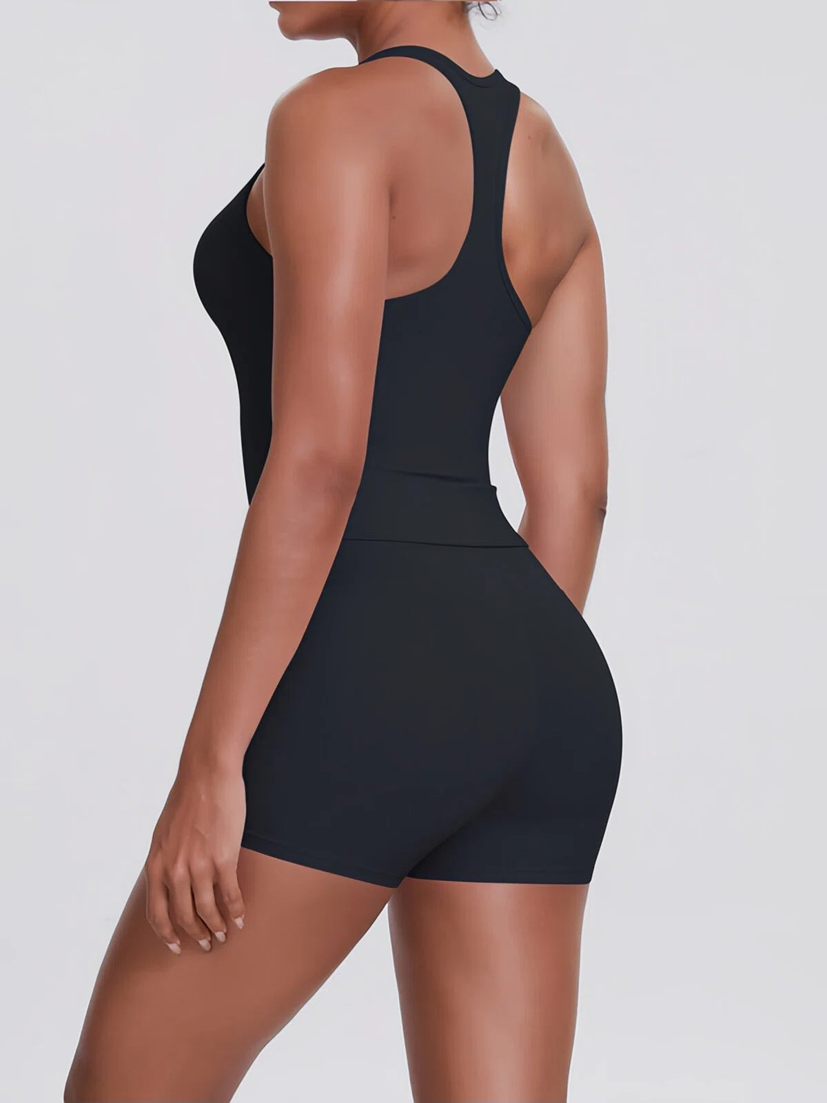 Flexvibe Racerback Tank & Biker Shorts Workout Set | 2 Piece Activewear Set for Women - Black