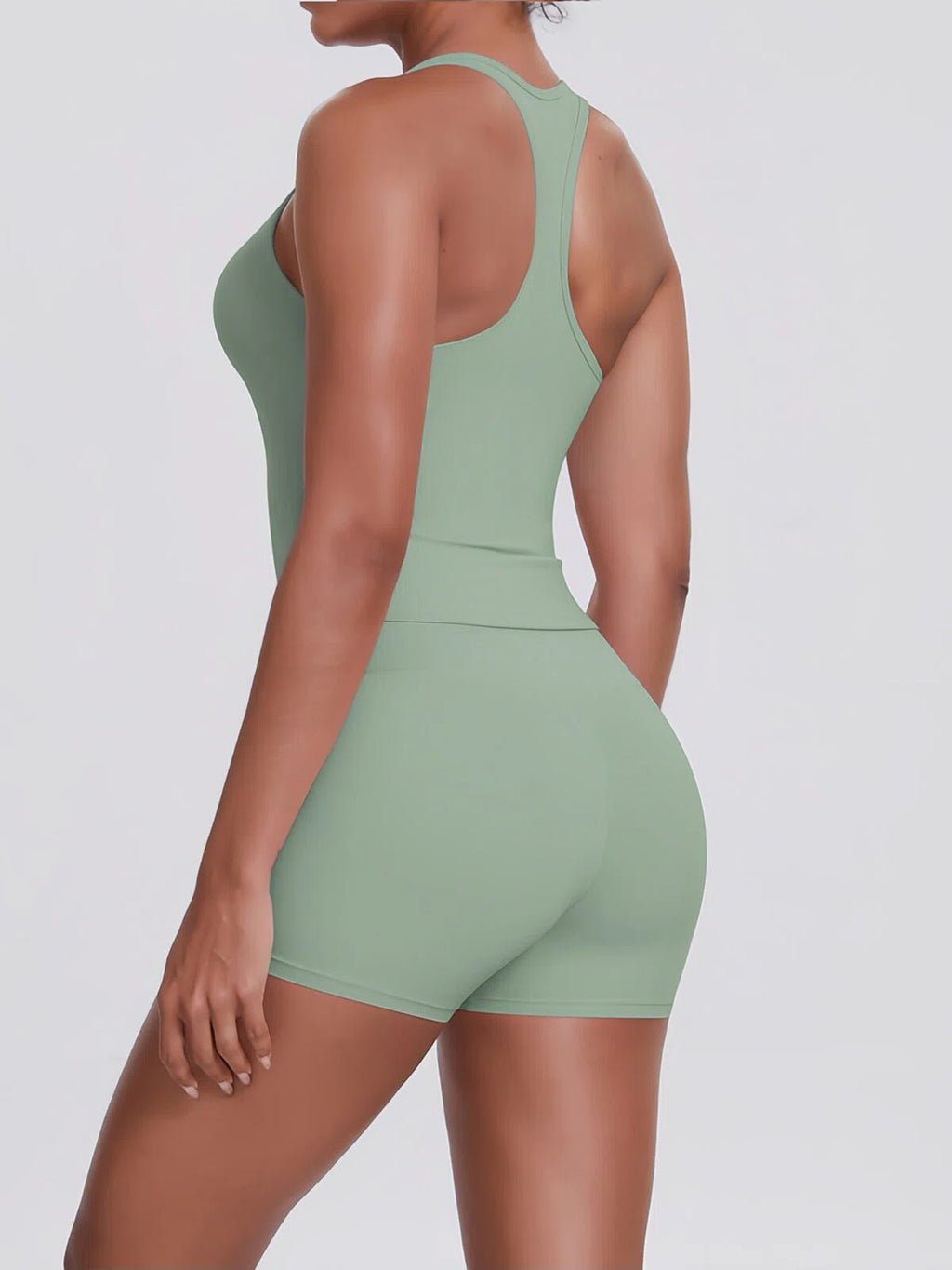 Flexvibe Racerback Tank & Biker Shorts Workout Set | 2 Piece Activewear Set for Women - Green