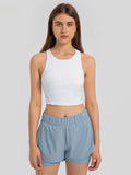 Flexvibe Barely-There Fitted Yoga Tank - Crew Neck Padded Cups High Elastic Moisture Wicking