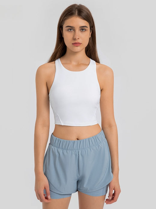 Flexvibe Crew Neck Padded Yoga Tank | Double-Brushed, 80% Nylon, XS–XL, 5 Colors