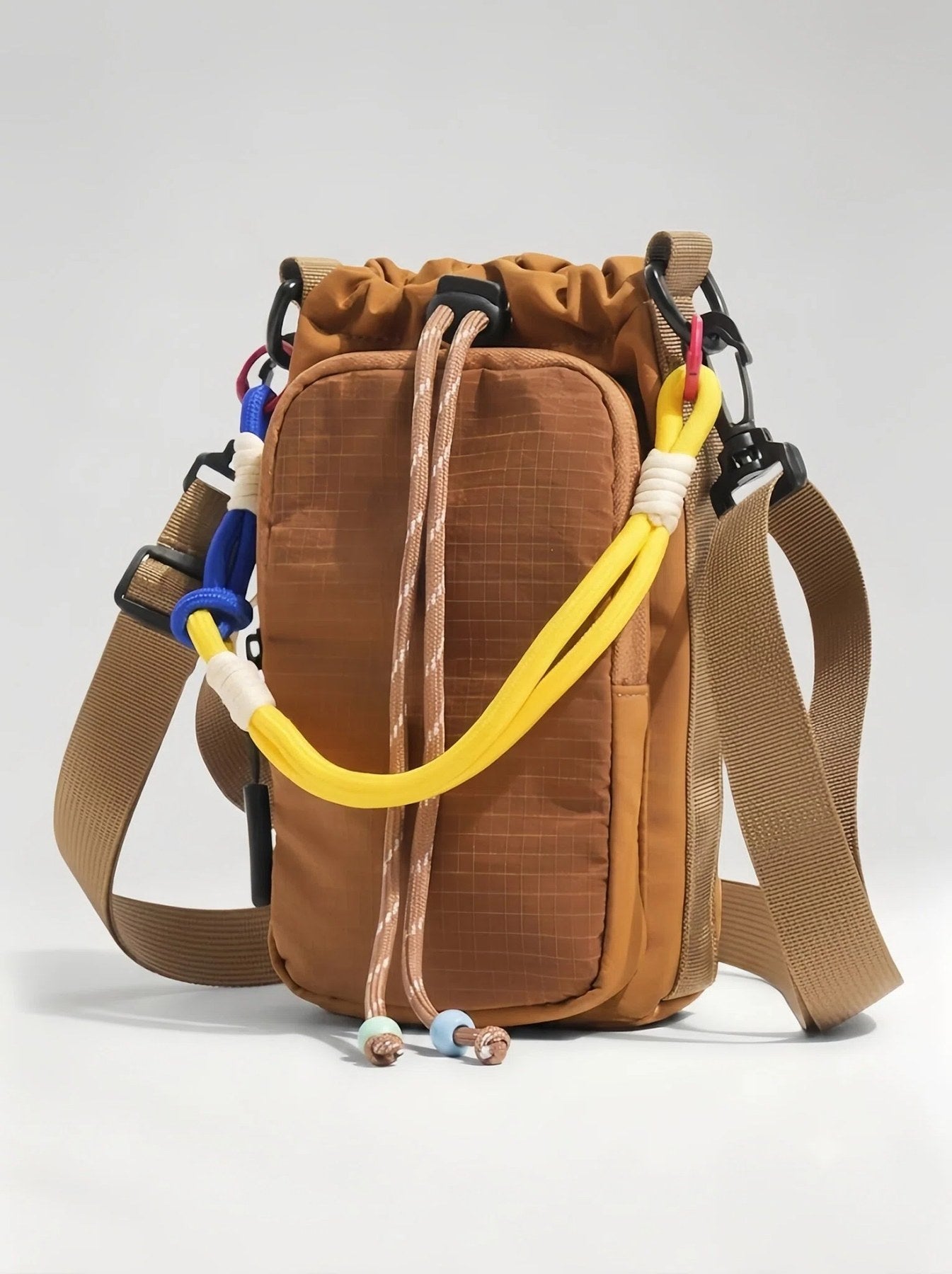 Flexvibe Drawstring Water Bottle Crossbody Bag | Outdoor Tumbler Carrier for Women - Brown