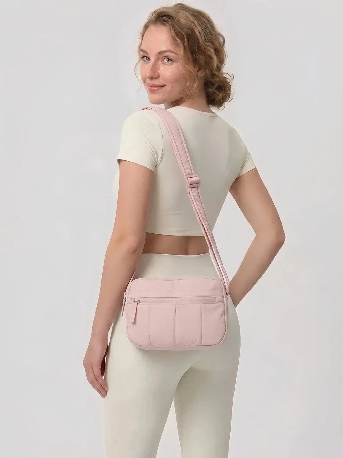 Flexvibe Quilted Everyday Crossbody Bag | Lightweight RFID Pocket Shoulder Bag for Women - Pink