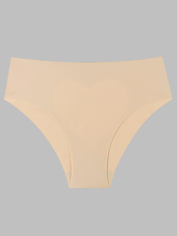 Flexvibe Heart Design Sexy Women's Panties Ice Silk Seamless Mid-Waist Briefs