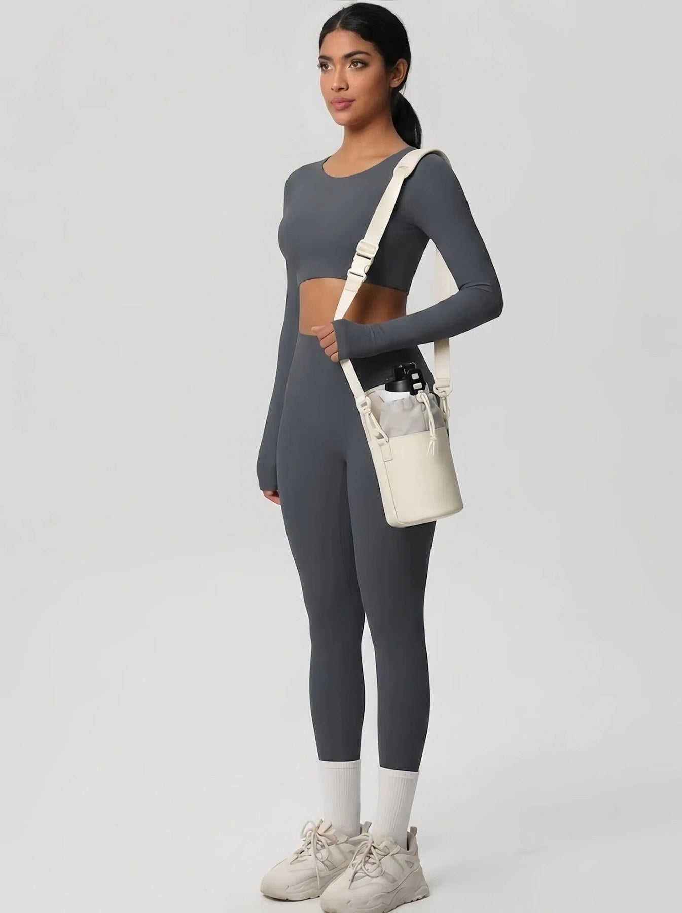 Flexvibe Sport Water Bottle Crossbody Bag | Gym Bottle Carrier Sling Bag for Women - Ivory