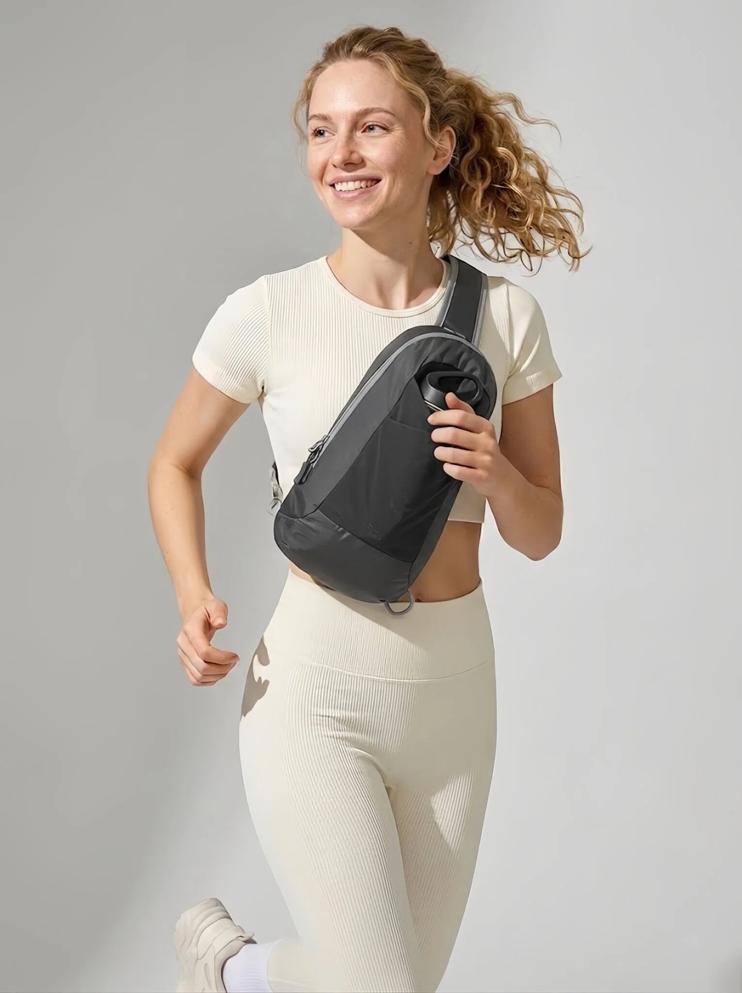 Flexvibe Running Water Bottle Sling Crossbody Bag | Lightweight Hydration Carrier for Women - Black