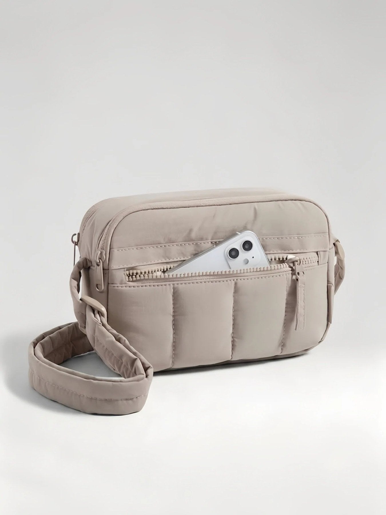 Flexvibe Quilted Everyday Crossbody Bag | Lightweight RFID Pocket Shoulder Bag for Women - Taupe