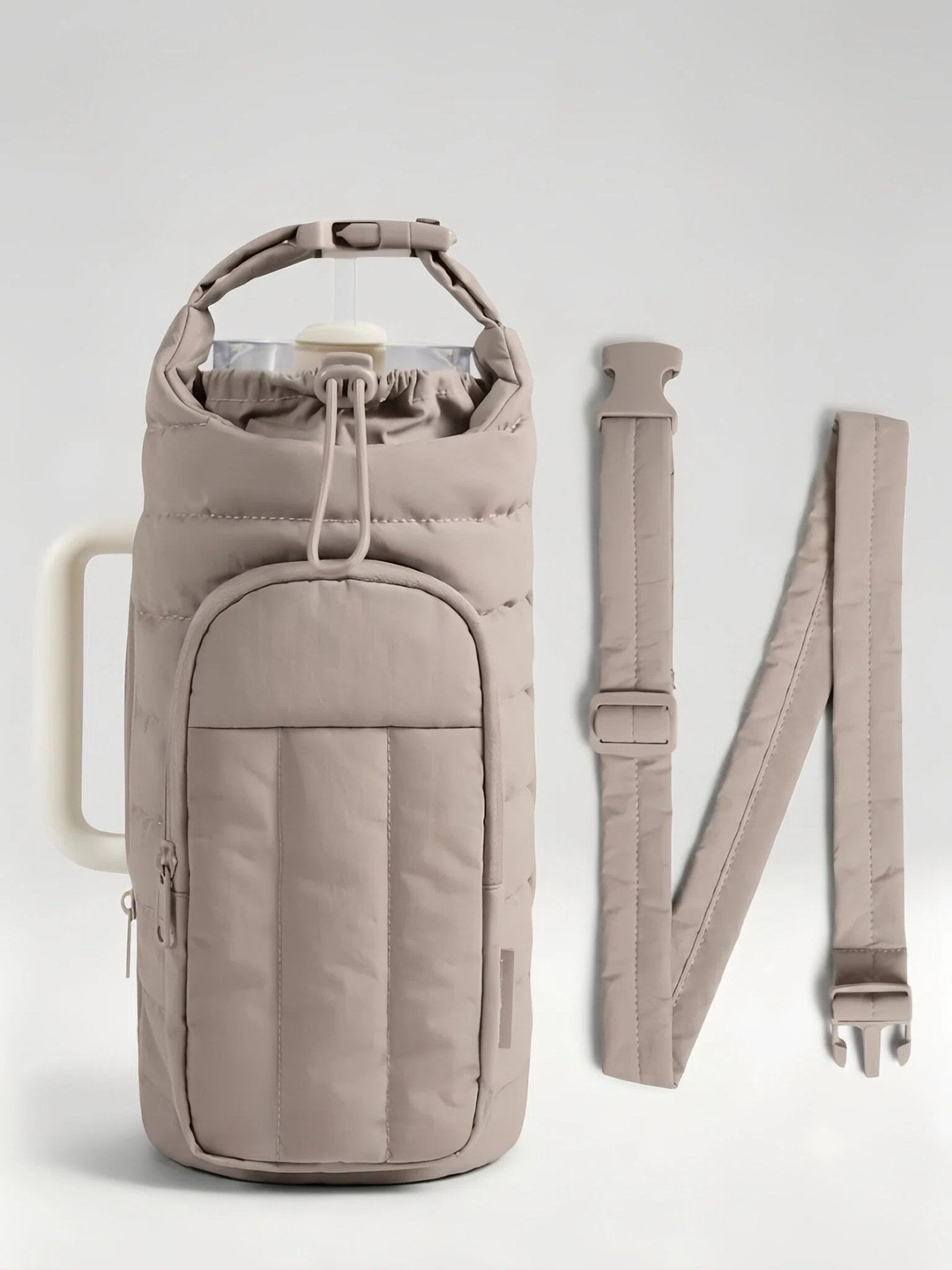 Flexvibe Large Water Bottle Crossbody Bag | Insulated Tumbler Carrier Sling Bag for Women - Taupe