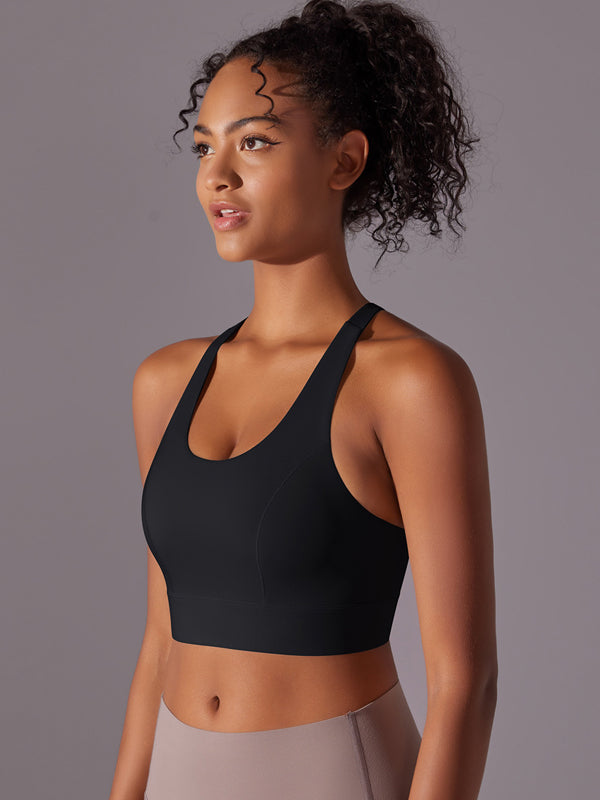 Flexvibe Seamless Bare Feel Sports Bra Racerback Fixed Pad Adjustable