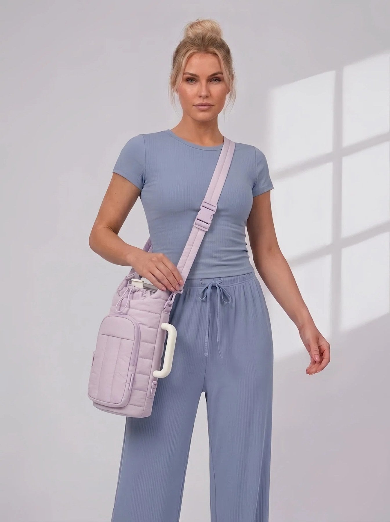 Flexvibe Large Water Bottle Crossbody Bag | Insulated Tumbler Carrier Sling Bag for Women - Lavender