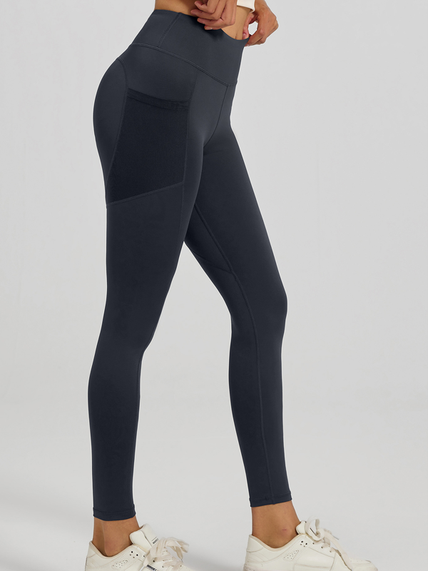 Flexvibe Women's High Waist Yoga Capris - Two Semi-Transparent Side Pockets Barely-There Fit