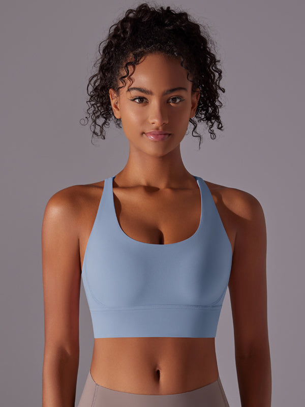 Flexvibe Double-Sided Brushed Sports Bra Cross Back Shockproof Fixed Pad