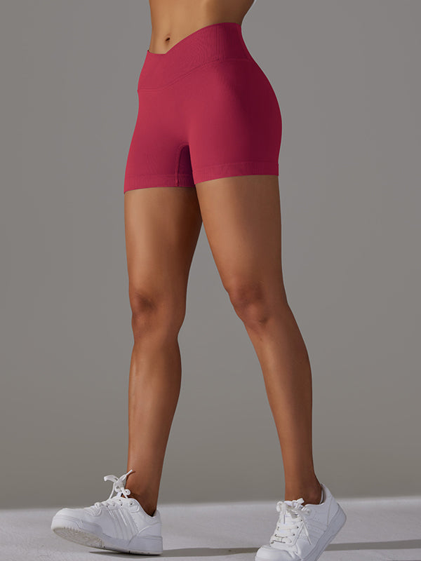 Flexvibe 3-Inch Knitted Yoga Shorts - Cross-Waist Butt Lifting Breathable Workout