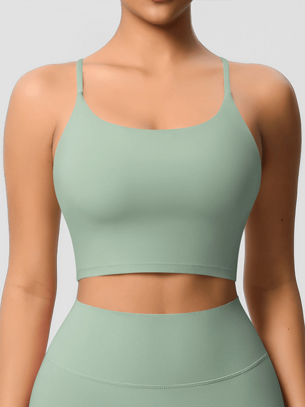 Flexvibe Double-Sided Fleece Thin-Strap Sports Bra - Abdominal Shaping Gym Yoga