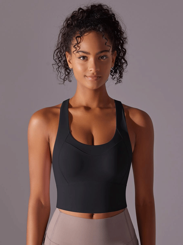 Flexvibe High Elastic Bare Feel Yoga Bra Seamless Crisscross Back Breathable