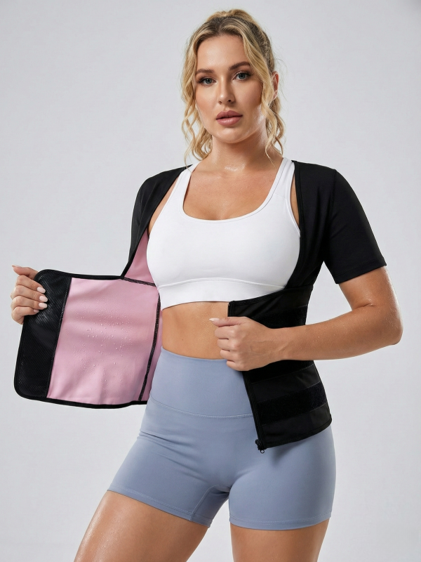 Flexvibe Sweat-Enhancing Stretchy Shapewear Top - Fat Burn Workout High Support Activewear